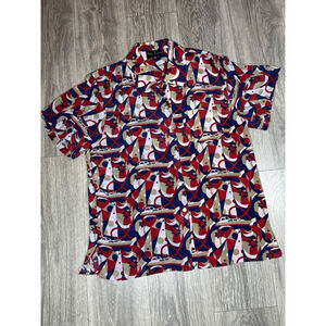 Terry Lewis Classic Luxury Blouse Size L 100% Silk Boats Yachts Ships Preppy EUC